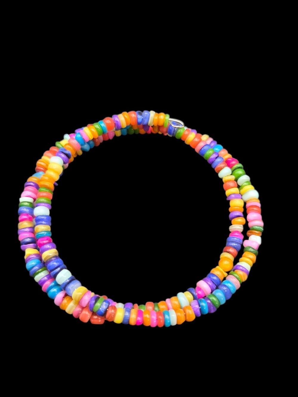 Rainbow Dyed Howlite Memory Wire Wrap Bracelet Boho Stacking 6.75-7"